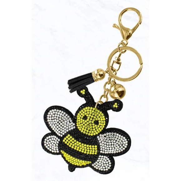Suzie Q Accessories - Black & Yellow Bumblebee Crystal Keychain Keyring Bag Charm